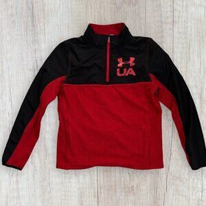 UNDER ARMOUR Boys 1/4 Zip Quarter Red Fleece Jacket Sweatshirt Pullover Youth L